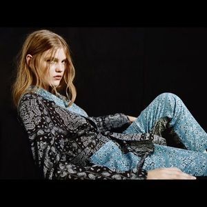 Zara printed wrap blouse